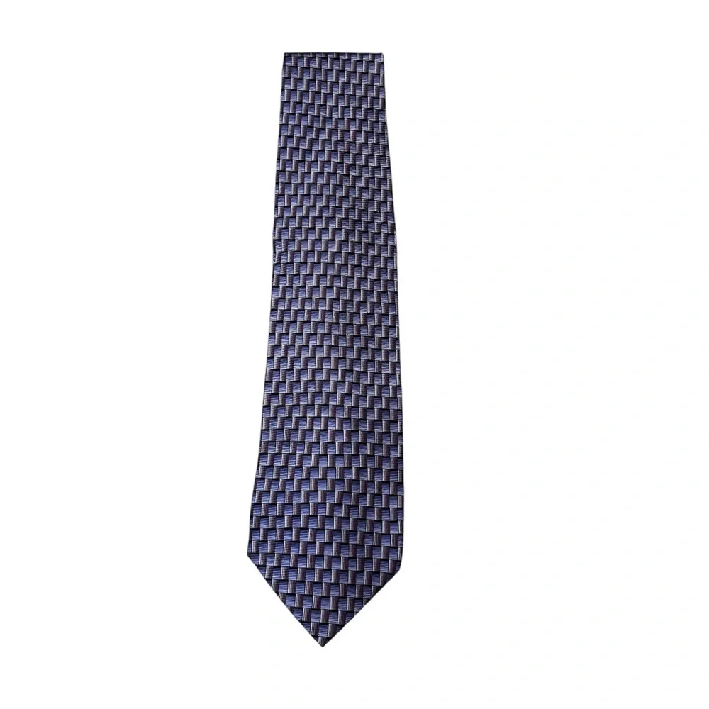 Ziggurat by Mulberry Neckwear Classic Men's Navy Purple Geometric 100% Silk Tie